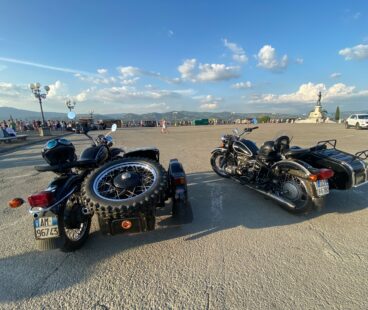 Our vintage sidecars at Piazzale Michelangelo