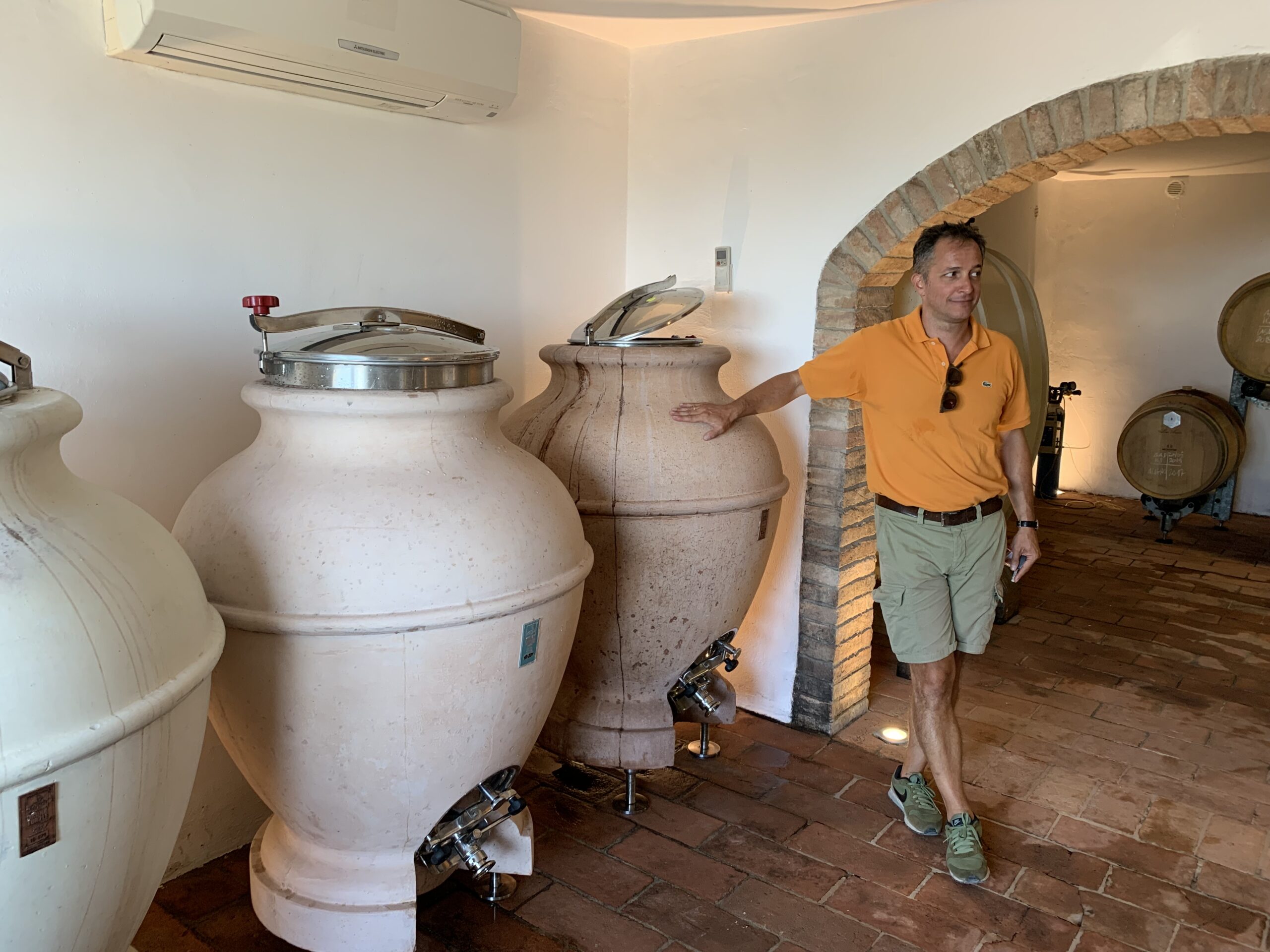 Natural wines aging in terracotta at Croce di Febo in Montepulciano